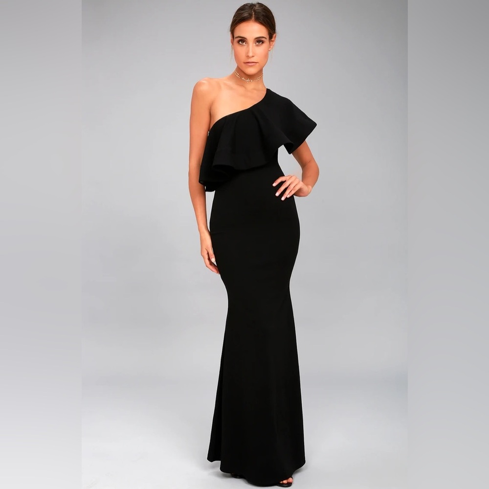 Lulus So Amazed Black One-Shoulder Maxi Dress